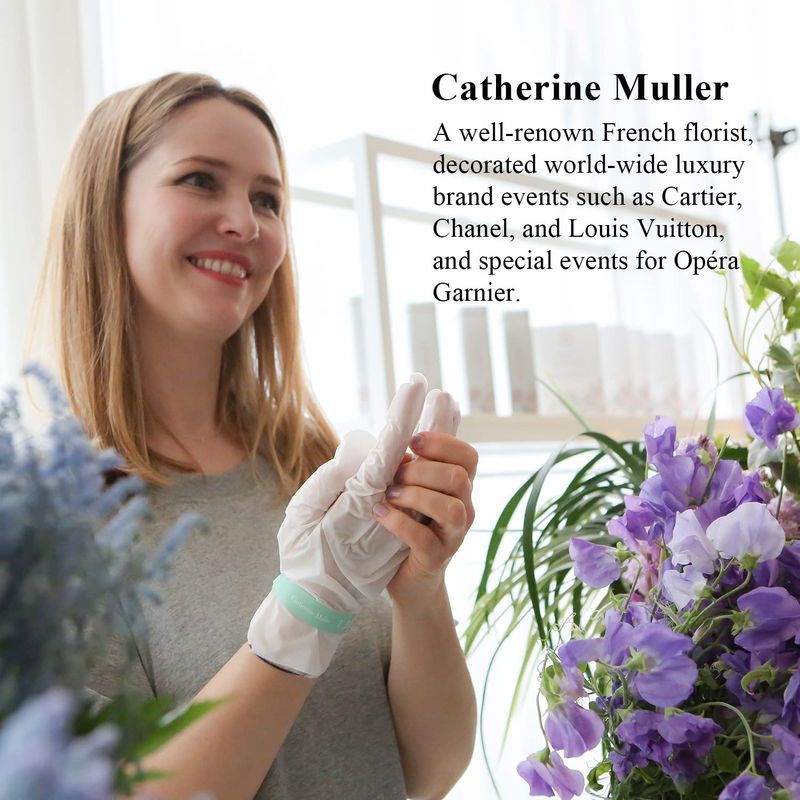 Catherine Muller Floral Hand Mask 8 Pairs, Stocking Stuffer, Moisturizing Gloves for Dry Hands with Elder Flower &amp; CICA, Repairing and Nourishing Hand Care Treatment for Cracked, Rough, and Dry Skin