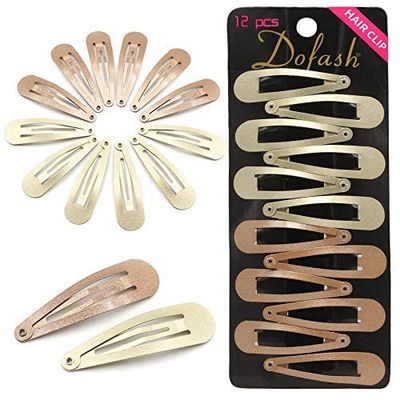Dofash 5CM/2IN Metal Snap Hair Clips for Women Hair Barrettes Hair Grips Hair Accessories Girls Hair Clips 12 Count/Caramel Blonde