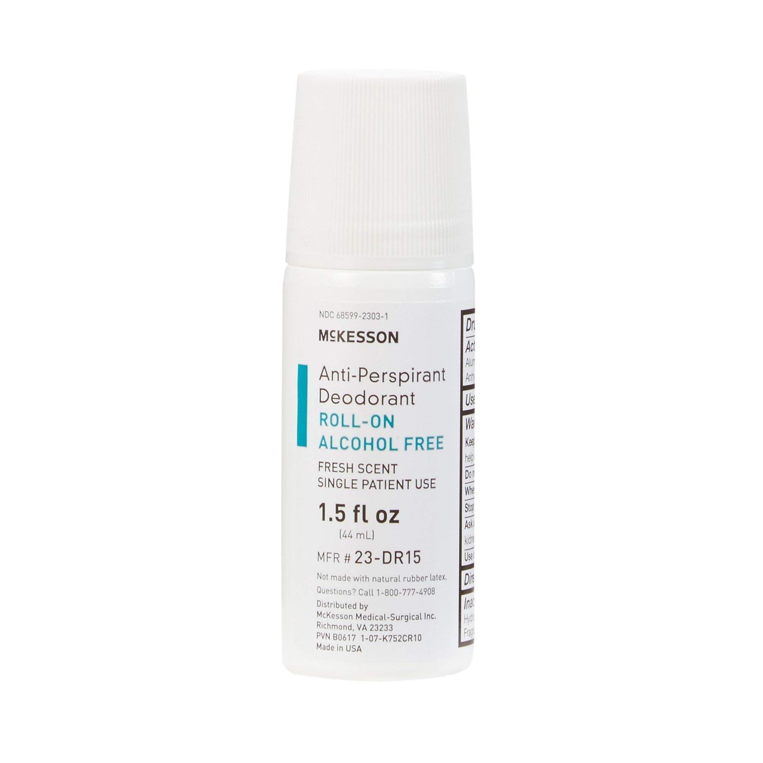 McKesson Antiperspirant Deodorant Roll-On Stick [Pack of 1] Mini Travel Size, Alcohol-Free, Fresh Scent, 1.5 fl oz