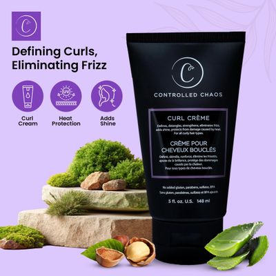 Controlled Chaos Curl Cream for Curly Hair Defining Cream with Shea Butter for Long Lasting Frizz Free Curls - Sulfate &amp; Paraben Free Aloe Vera Curling Cream for Wavy Hair, Made in USA(5Oz)