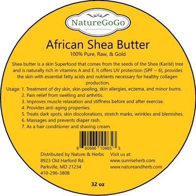 NatureGoGo Pure, Raw &amp; Gold, 100% African Shea Butter 32oz