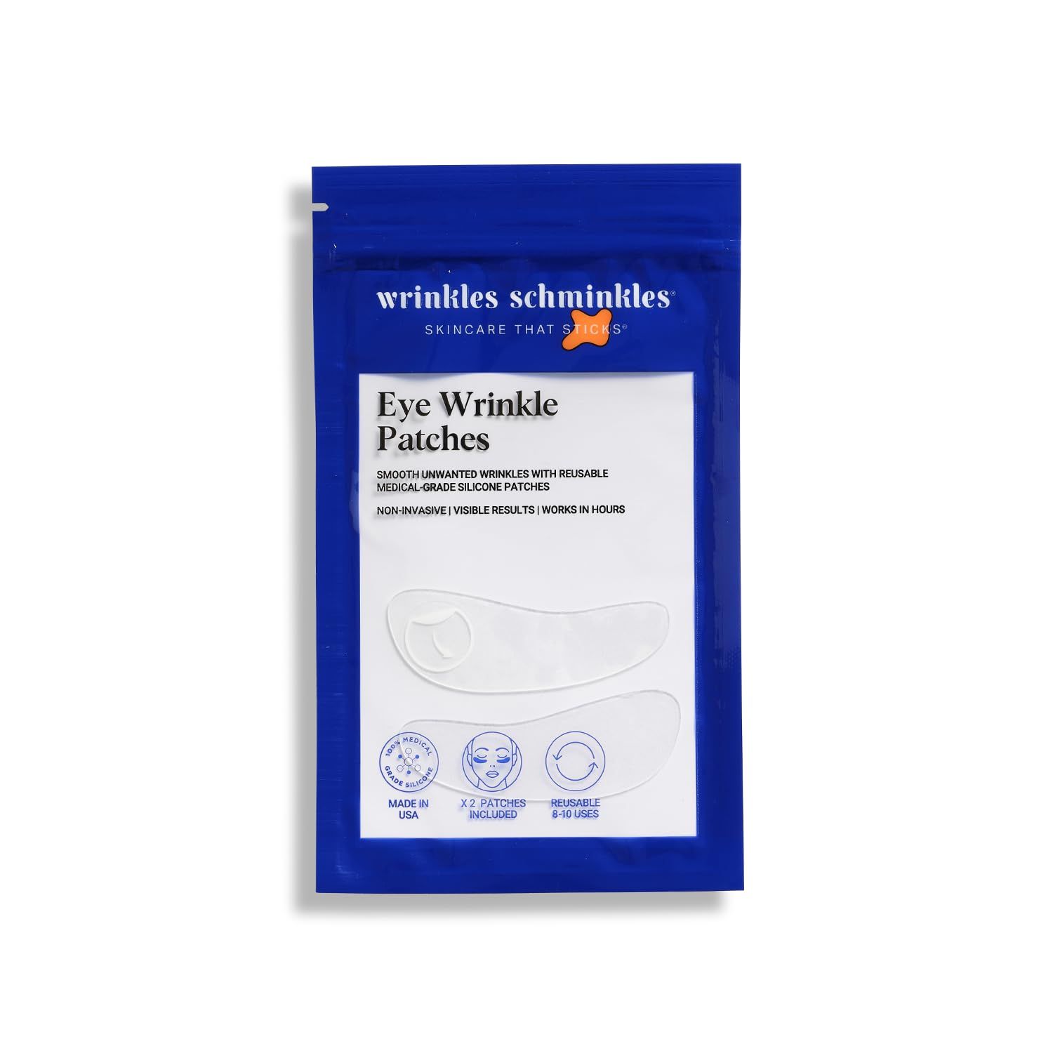 Wrinkles Schminkles Under Eye Wrinkle Patches, Smooth Eye Wrinkles, Crows Feet &amp; Dark Circles Overnight, 1 Pair Reusable Medical Grade Silicone Patches