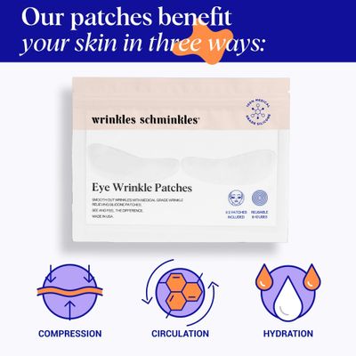 Wrinkles Schminkles Under Eye Wrinkle Patches, Smooth Eye Wrinkles, Crows Feet & Dark Circles Overnight, 1 Pair Reusable Medical Grade Silicone Patches