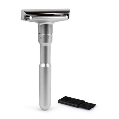 QSHAVE Adjustable Double Edge Classic Safety Razor (1 Razor &amp; 5 pcs Titanium Coated Blades)