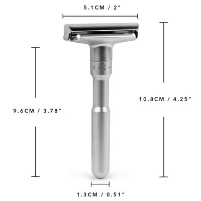 QSHAVE Adjustable Double Edge Classic Safety Razor (1 Razor &amp; 5 pcs Titanium Coated Blades)