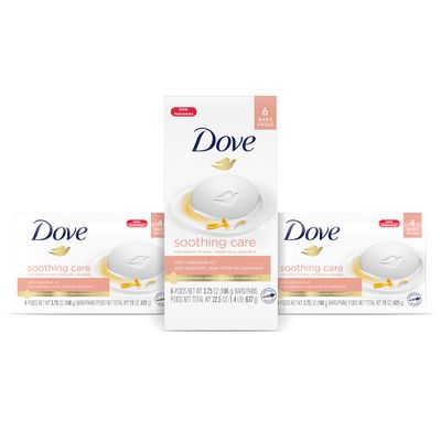 Dove Moisturizing Beauty Bar Soap For Sensitive Skin with Calendula Oil Effectively Washes Away Bacteria, Hydrating and Replenishing Skin Care 3.75 oz 14 Bars