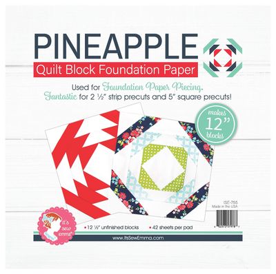 It&#39;s Sew Emma Quilt Block Foundation Paper-12 Pineapple, Multicolored