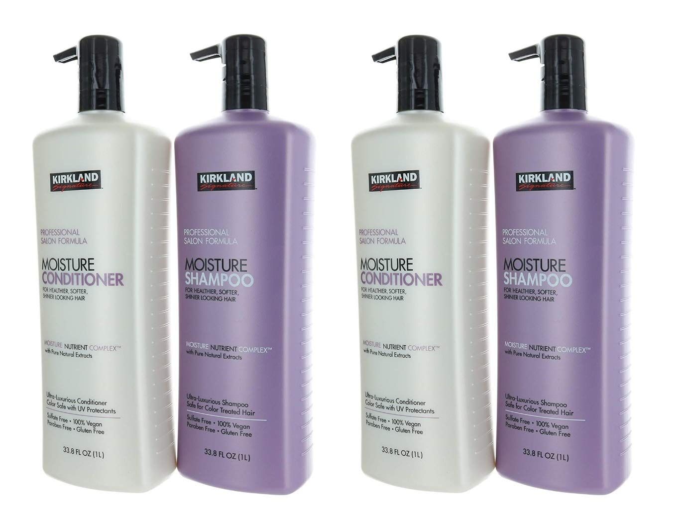 Kirkland Signature Professional Salon Formula Shampoo &amp; Conditioner Bundle- Includes Two Moisture Shampoo and Two Conditioner, (33.8 Fl. Oz Each)
