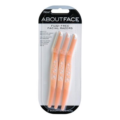 About Face Fuzz-Free Facial Razors for Shaving &amp; Exfoliating - Includes 3 Beauty Groomers - For Face, Lips &amp; Eyebrows