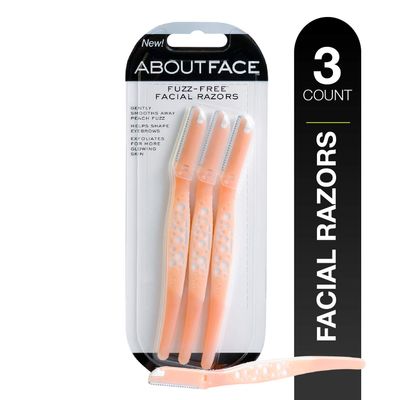 About Face Fuzz-Free Facial Razors for Shaving &amp; Exfoliating - Includes 3 Beauty Groomers - For Face, Lips &amp; Eyebrows