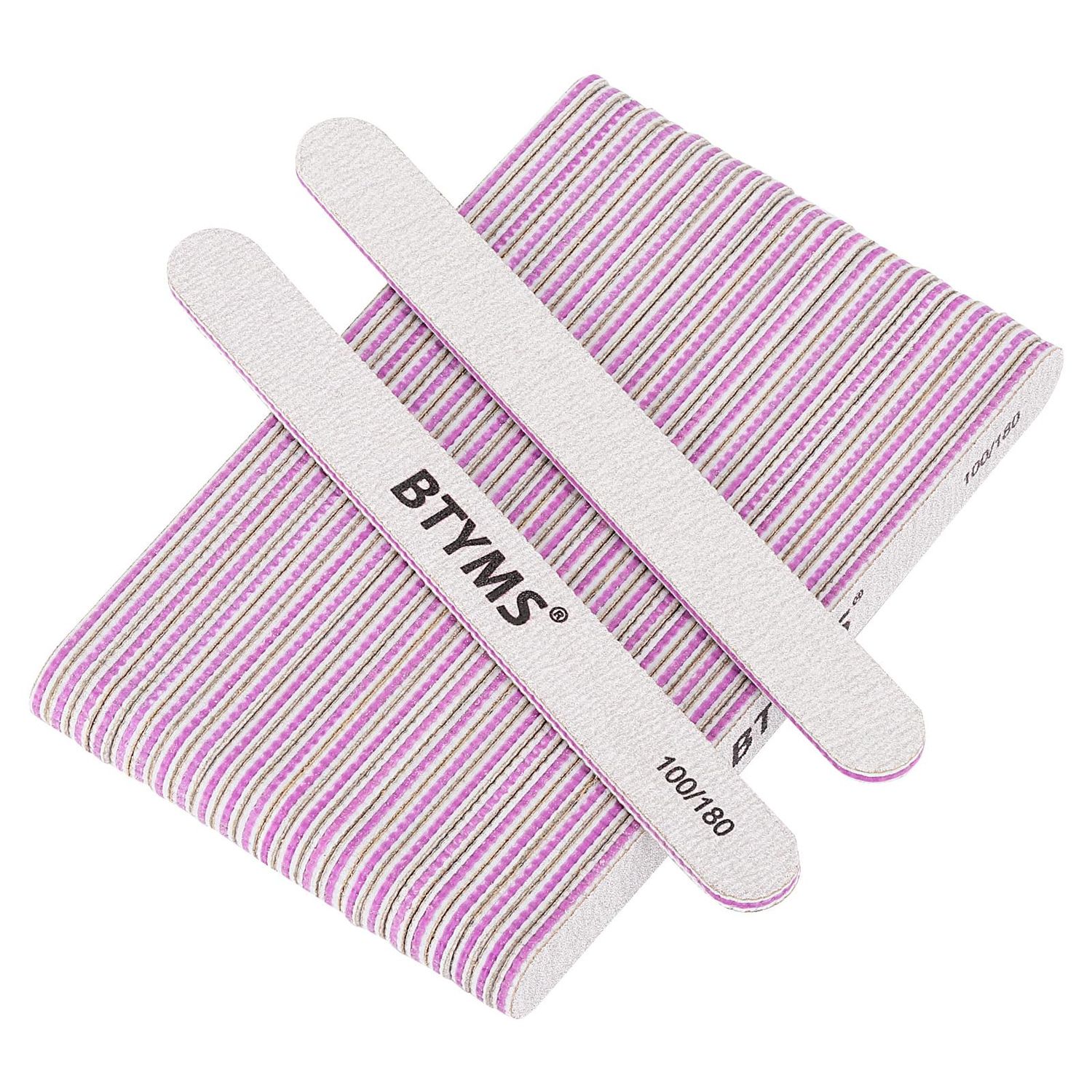 BTYMS 25Pcs Nail Files 100/180 Grit Double Sided Emery Board Nail Buffering Files for Acrylic and Natural Nails