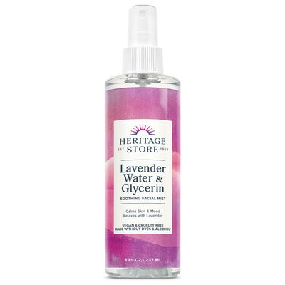 HERITAGE STORE Lavender Flower Water &amp; Glycerine Benefits Skin, Hair &amp; More Aromatherapy Mist Spray 8 oz
