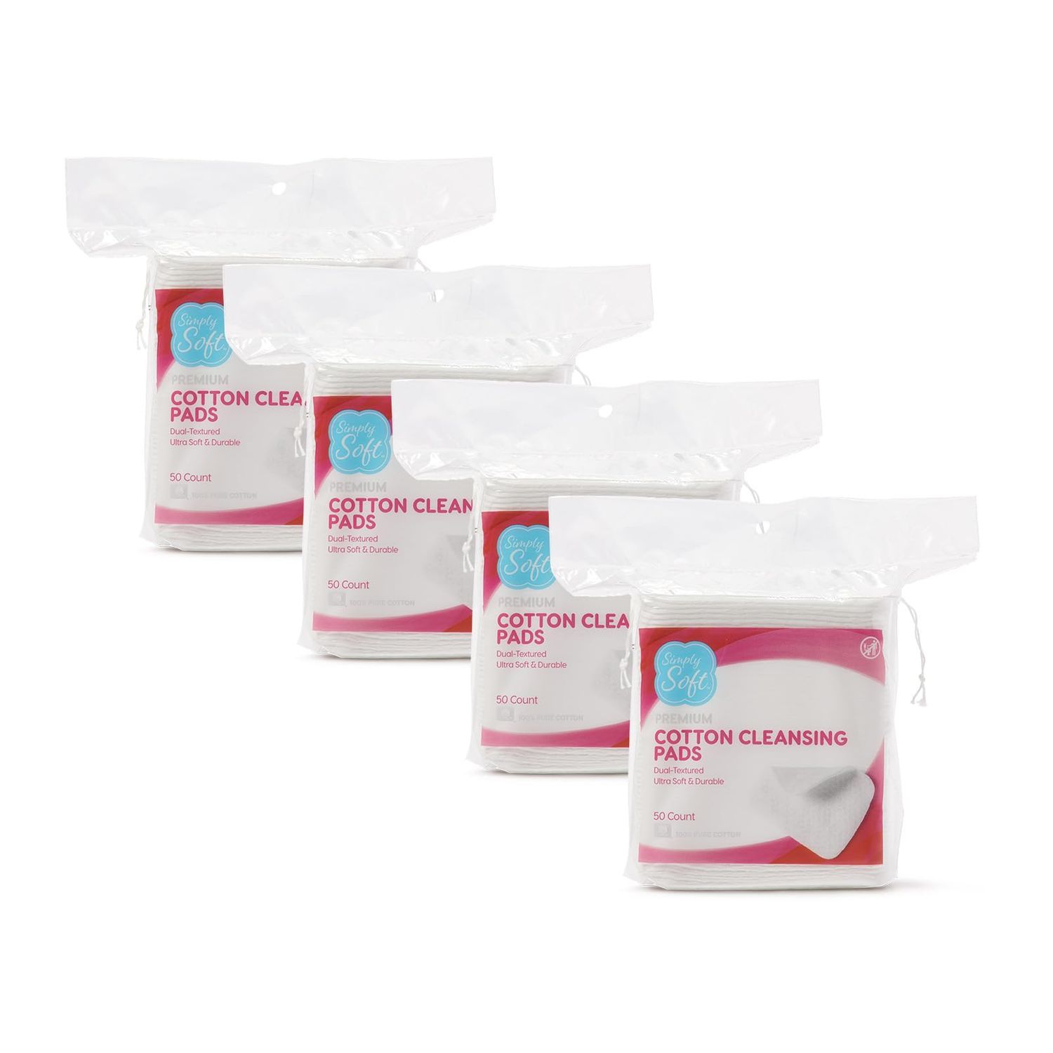 Simply Soft Premium Jumbo Cotton Cleansing Pads, 100% Pure Cotton, Large 3.5? x 4.5? Cotton Pads (200 Count)