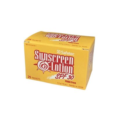 Sunscreen Lotion SPF 30 Plus for Highly Sensitive Skin 1 Box (25 packets/box) by Safetec - MS84250