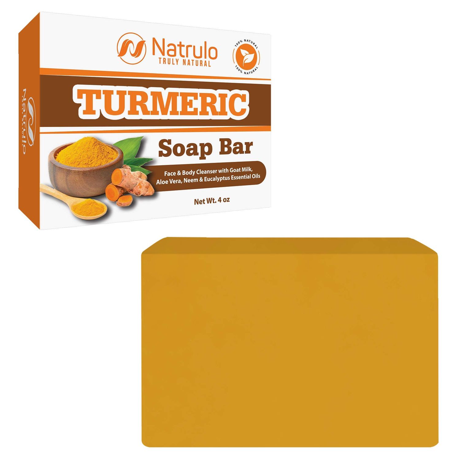 Turmeric Soap Bar for Face &amp; Body - All Natural Turmeric Skin Soap - Turmeric Face Soap Reduces Acne, Fades Scars &amp; Cleanses Skin - 4 Oz Turmeric Bar Soap for All Skin Types Made in USA