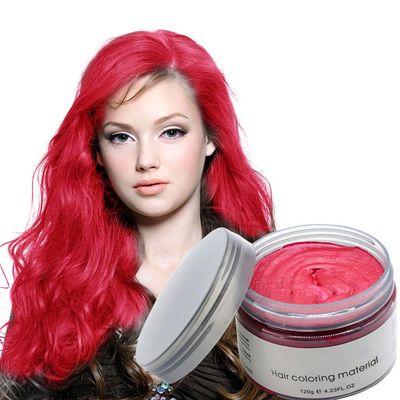 Jakuva Hair Coloring Dye Wax Styling Cream Mud, Natural Hairstyle Cream Wash out easily, Temporary Hair Dye Wax for Party, Cosplay &amp; Halloween, Nightclub, 4.29 OZ(Red)