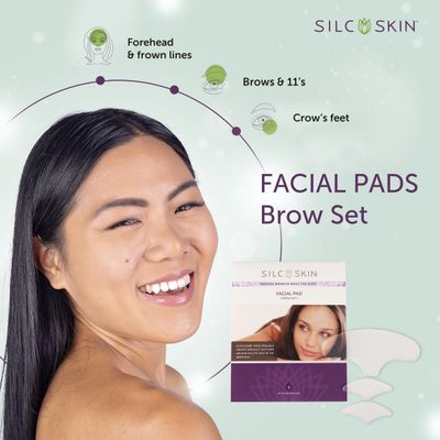 SilcSkin Facial Pads Brow Set - 2 Multi Area Pads, 1 Brow Pad - For Forehead and Facial Areas - Reusable Self Adhesive Silicone Face Pads, 30 Day Supply