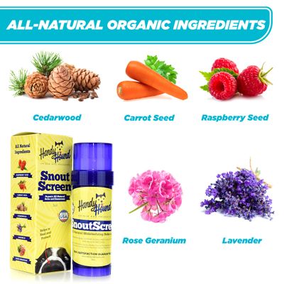 Handy Hound SnoutScreen - All-Natural Moisturizing Dog Nose Balm &amp; Paw Balm for Cracked, Dry Noses - Vet Recommended made in the USA - Dog Sunscreen, Protects Against Harmful UVB/UVC Rays - 2 oz