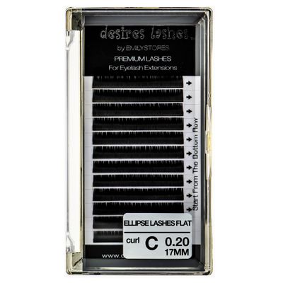 DESIRES LASHES By EMILYSTORES Ellipse Eyelashes 0.20mm Thickness C Curl Length 17mm Flat Lashes Extensions Individual Volume So-Soft For eyelash Extension(Ellipse,Flat 0.20,C,17mm)