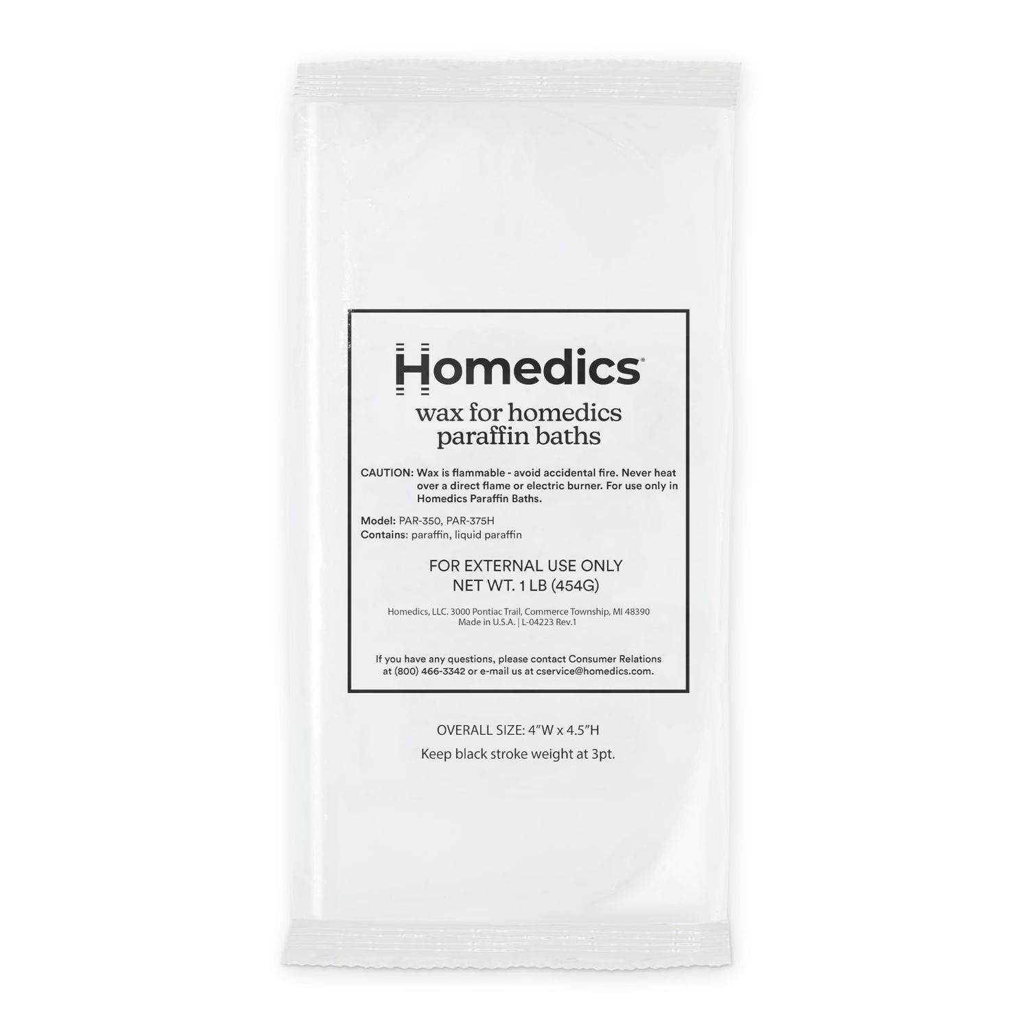 HoMedics ParaSpa Paraffin Wax Refill | Two 1-Pound Packages - 100% Pure Paraffin Wax | 16 Oz (Pack of 2)| Unscented, No Dyes | Moisturize &amp; Soften Sensitive Skin