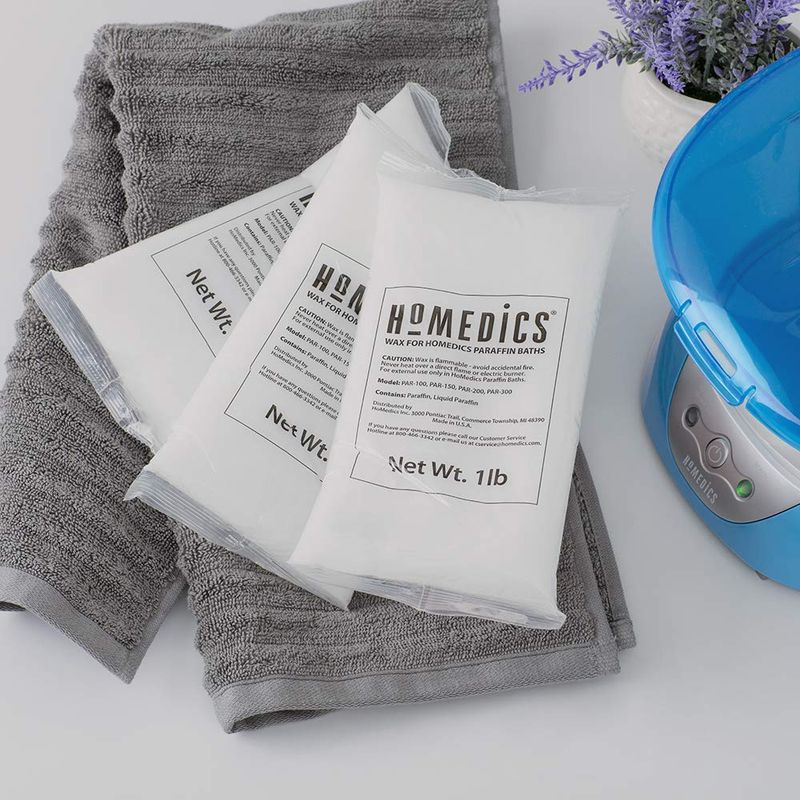 HoMedics ParaSpa Paraffin Wax Refill | Two 1-Pound Packages - 100% Pure Paraffin Wax | 16 Oz (Pack of 2)| Unscented, No Dyes | Moisturize &amp; Soften Sensitive Skin
