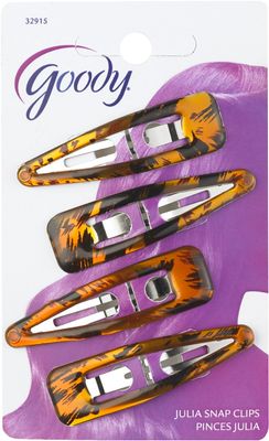 Goody Classics Contour Hair Clip, Shiny Tort, 4 Count (Pack of 3)