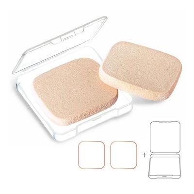KOOBA 2pcs Square Makeup Sponges with 1 Travel Case, Beauty Face Primer Compact Powder Puff, Blender Sponge Replacement for Cosmetic Flawless Foundation