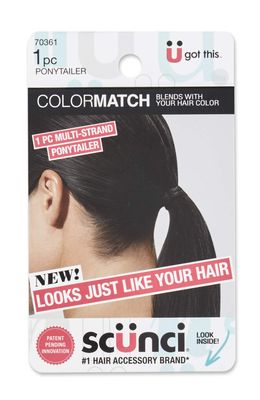 Scunci Color Match Multi-Strand Ponytailer Hair Elastic, Black