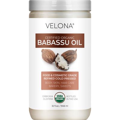 velona Babassu Oil USDA Certified Organic - 32 Fl Oz | 100% Pure and Natural Carrier Oil | Refined, Cold Pressed | Face, Hair, Body &amp; Skin Care and Cooking | Use Today - Enjoy Results