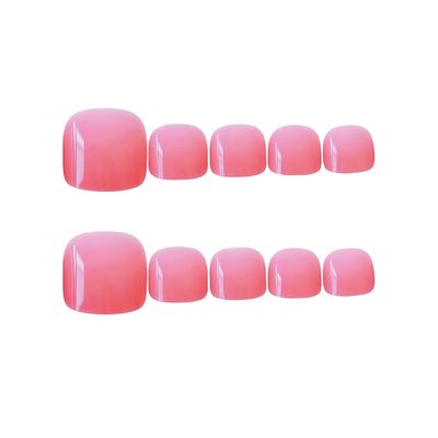24pcs Press on Toenails for Women French False Toenail Tips with Glue Design, Artificial Pink Gel Fake Toenails Pedicure Kit, Acrylic False Toenails Stick On Toe Nails for Women and Girls