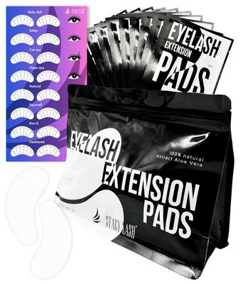 100 Pairs Set Premium Under Eye Gel Pads for Eyelash Extension - Lint Free Patches with Vitamin C and Aloe Vera by Stacy Lash supplies and Beauty tools - Hydrogel Eye Pads - Skin Moisturizes