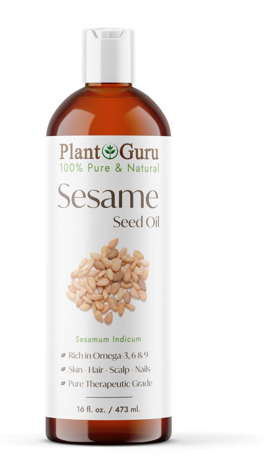 Sesame Seed Oil 16 oz Cold Pressed 100% Pure Natural Carrier - Skin, Body and Hair Moisturizer. Works for Massage, Aromatherapy, &amp; More!