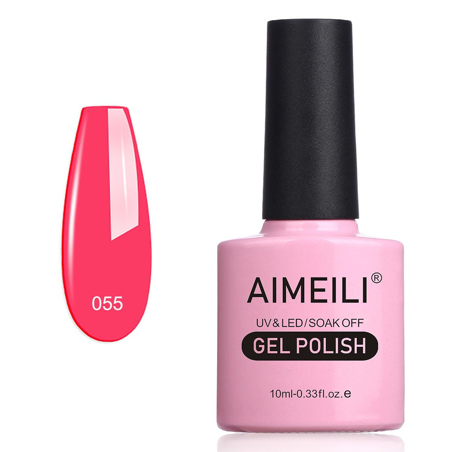 AIMEILI Soak Off U V LED Neon Pink Gel Nail Polish - Neon Shocking Pink (055) 10ml