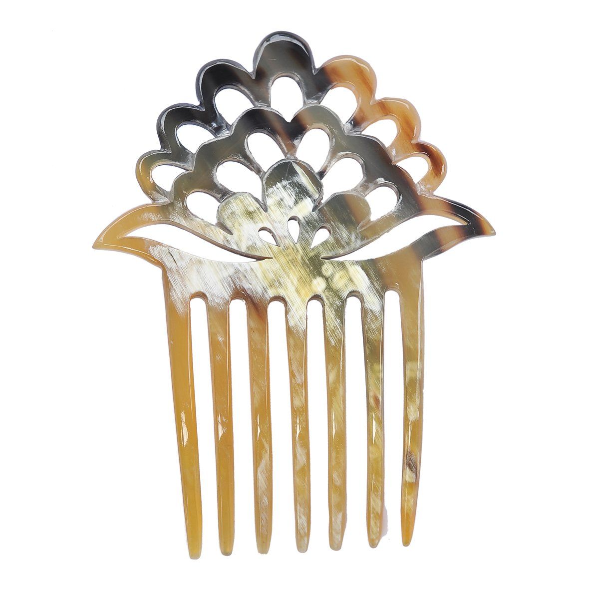 Marycrafts Lotus Flower Buffalo Horn 7 Prongs Hair Fork, Hair Side Comb, Hair Pin, Hair Accessory