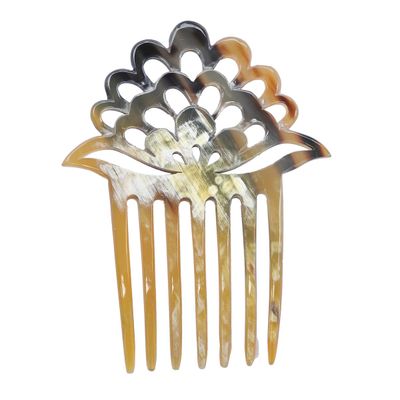 Marycrafts Lotus Flower Buffalo Horn 7 Prongs Hair Fork, Hair Side Comb, Hair Pin, Hair Accessory