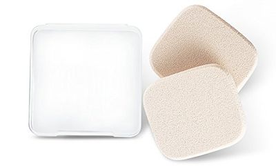 KOOBA 2pcs Square Makeup Sponges with 1 Travel Case, Beauty Face Primer Compact Powder Puff, Blender Sponge Replacement for Cosmetic Flawless Foundation