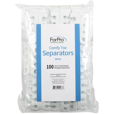 ForPro Professional Collection Comfy Toe Separators, White, Pedicure, 1&quot; W x 3.5&quot; L, 100-Pairs