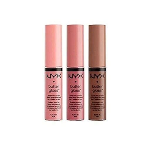 NYX Butter Gloss Kit, Creme Brulee, Fortune Cookie, Madeliene .27oz Each