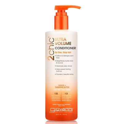 GIOVANNI 2chic Ultra-Volume Conditioner - Daily Volumizing Formula with Papaya &amp; Tangerine Butter, Promotes Weightless Control for Fine Limp Thin Hair, No Parabens, Color Safe - 24 oz