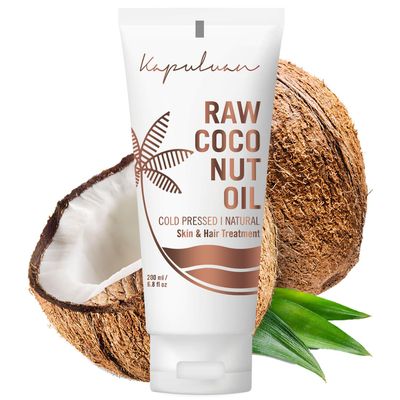 Raw Coconut Oil for Skin, Hair - Raw Extra Virgin Coconut Oil - Pure Unrefined Cold Pressed Oil with MCTs for Body Care, Hair Growth, Aceite de Coco Natural, Baby, Dogs, Pets 200ml