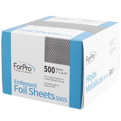 ForPro Professional Collection Embossed Foil Sheets 500S, Aluminum Foil, Pop-Up Dispenser, for Hair Color Application and Highlighting Services, Food Safe, 5 W x 10.75 L, 500 Count