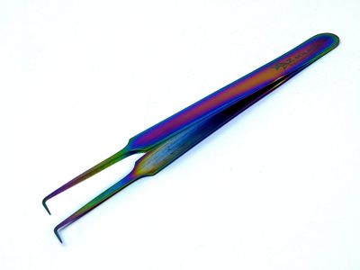 Heavy Duty Stainless Steel 3D 5D 6D Volume Eyelash Extension Tweezers Fine Point (A2ZSCILAB) (Right Angled 90 Degree Plasma Coated)