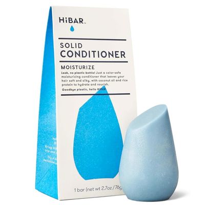 HiBAR - Moisturize Conditioner Bar - For Dry, Frizzy Hair - Deeply Nourishing &amp; Hydrating - With Coconut Oil, Cocoa Butter, Rice Protein, &amp; Vitamin B5 -Soap, Plastic &amp; Sulfate-Free -Vegan -1 Solid Bar