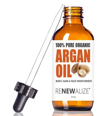 VIRGIN ORGANIC MOROCCAN ARGAN OIL - in 4 oz Dark Glass Bottle | 100 Pure, Unrefined, Cold Pressed | An Essential All Natural Hair &amp; Scalp Moisturizer Toner for Dandruff Frizzy Dry Split End Treatment