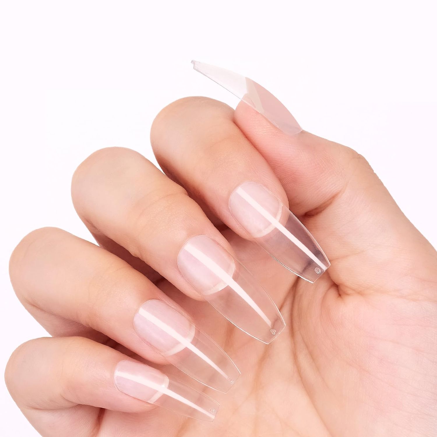 Makartt Nail Tips-Long Coffin Nails,Clear,500pcs 10 Sizes,Full Cover,Press on for Easy Extension Manicure, Fake Nails for Gel Polish Salon DIY Supplies