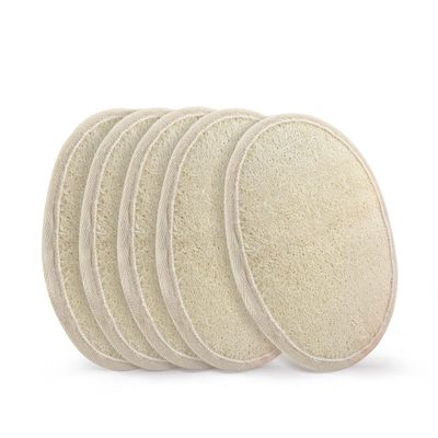 5 Pcs Aimisin Skin Cleansing Tablets Exfoliating Natural Loofah Pads, Body Washing Loofah Sponge, Close Skin For Men and Women When Bath Spa and Shower Removing Dead Skin