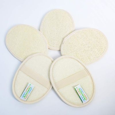 5 Pcs Aimisin Skin Cleansing Tablets Exfoliating Natural Loofah Pads, Body Washing Loofah Sponge, Close Skin For Men and Women When Bath Spa and Shower Removing Dead Skin