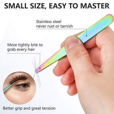 Honoson 6 Pcs Eyebrow Tweezers Set for Women Precision Tweezer for Eyebrows with Curved Scissors Eyelash Brush Girls Facial Hair Plucking Daily Beauty Tools with Leather Storage Case(Rainbow Color)