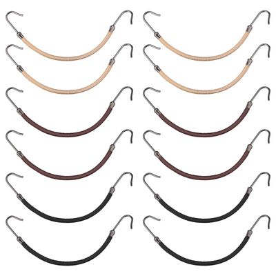 Hotop 15 Pieces Elastic Hook Hair Tie Styling Ponytail Holder Hooks Hair Cord for Curly Hair Long Hair (Black, Brown and Blonde)