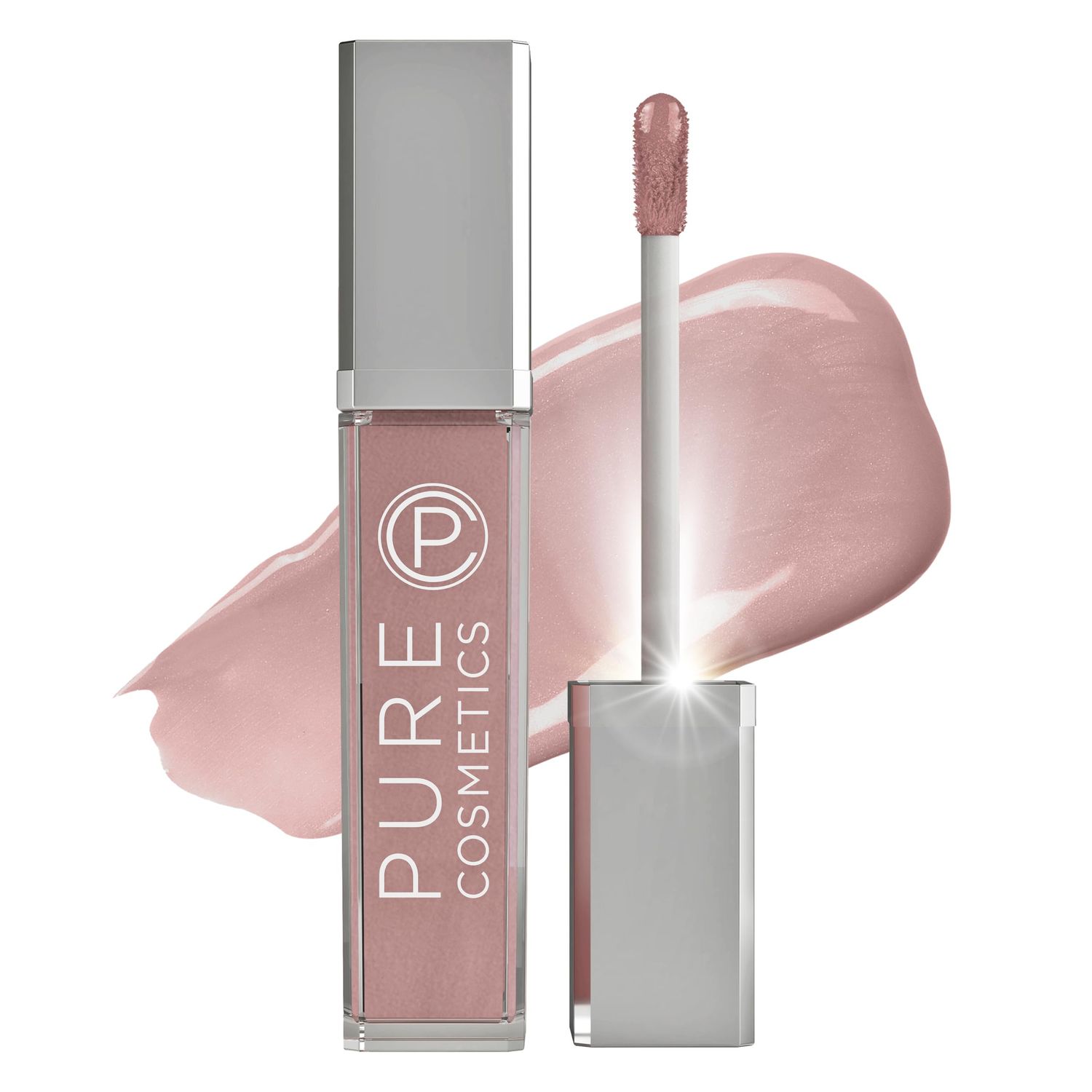 Pure Cosmetics Pure Illumination Lip Gloss - LED-lit Applicator w/Side Mirror - Non-Sticky, Moisturizing &amp; Hydrating Lip Glosses - Soothes &amp; Heals Dried Chapped Lips (In the Buff)